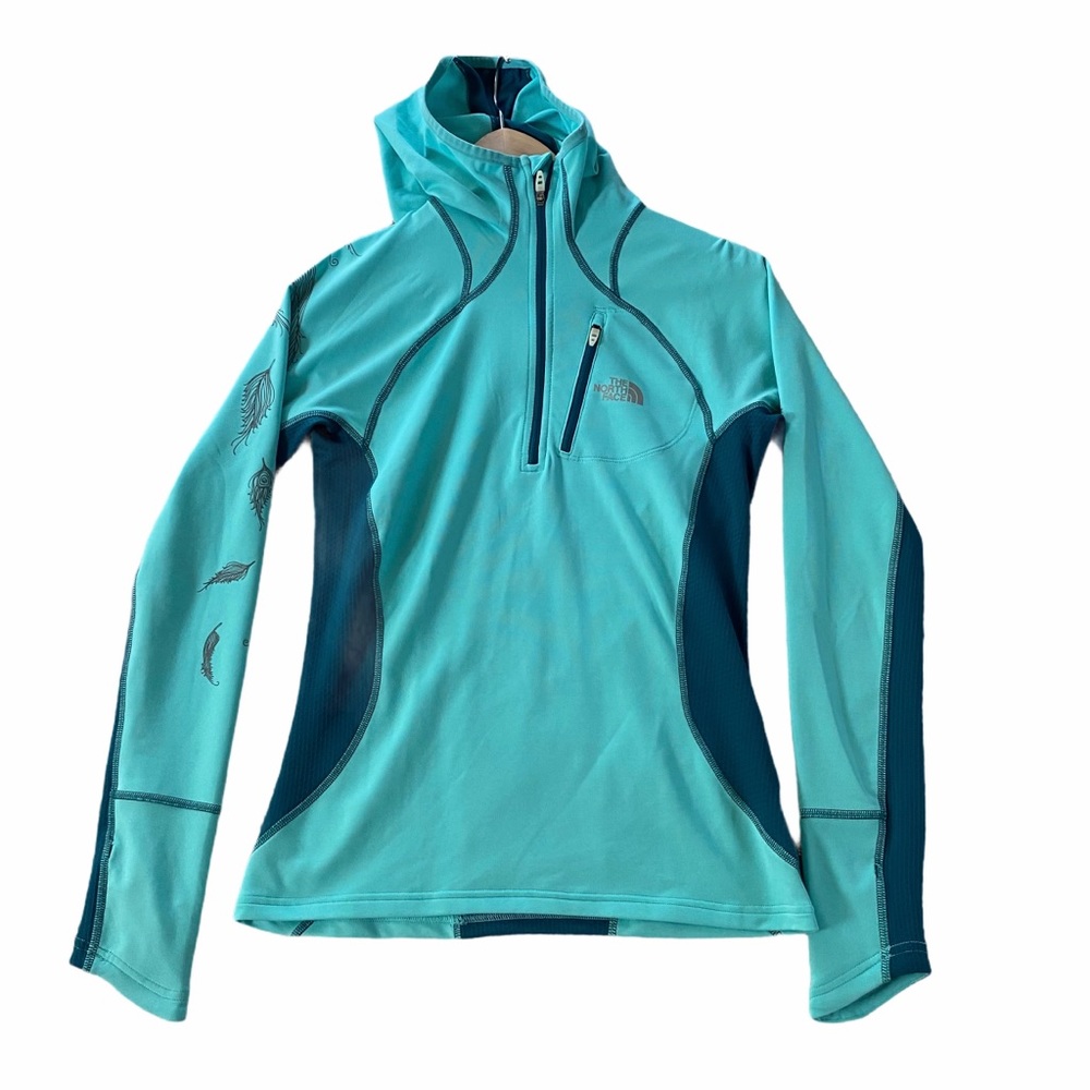 North Face Women Hooded Active Pullover Active Sweater Teal Green Size Small